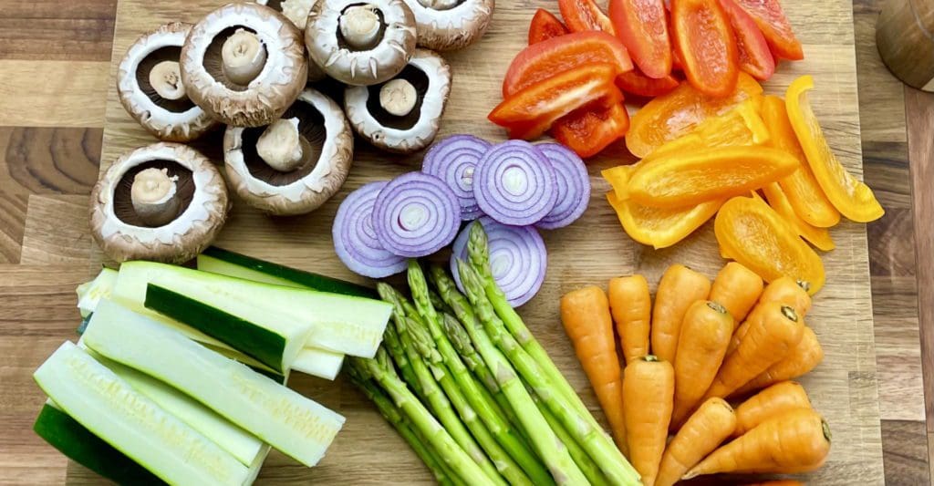 Selection of vegetables to be roasted.