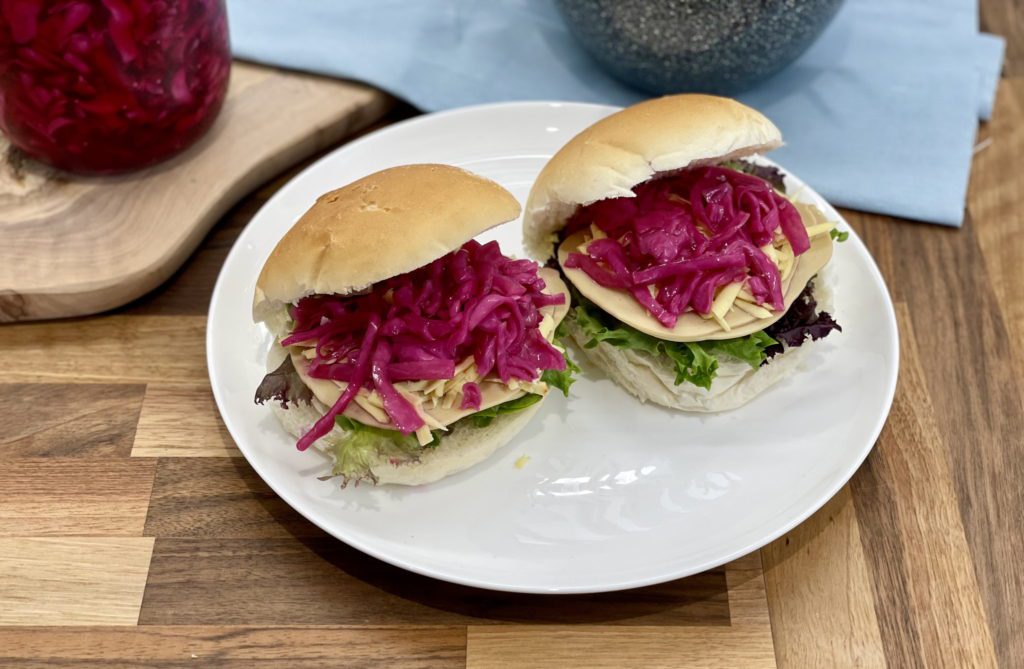 Pickled Red Cabbage on sandwiches
