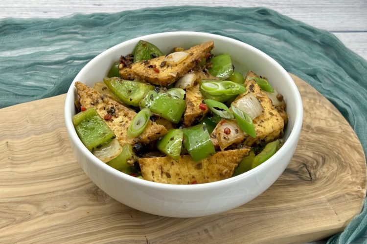 Tofu and Green Peppers in Black Bean Sauce