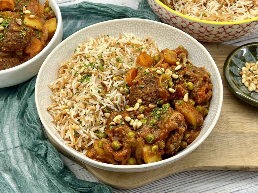 Vegan Dawood Basha with Vermicelli Rice