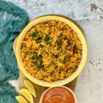 African-Style Rice, an easy recipe to make a rice side dish more flavourful and vibrant. White basmati rice, flavoured with onions, smoked paprika and turmeric.
